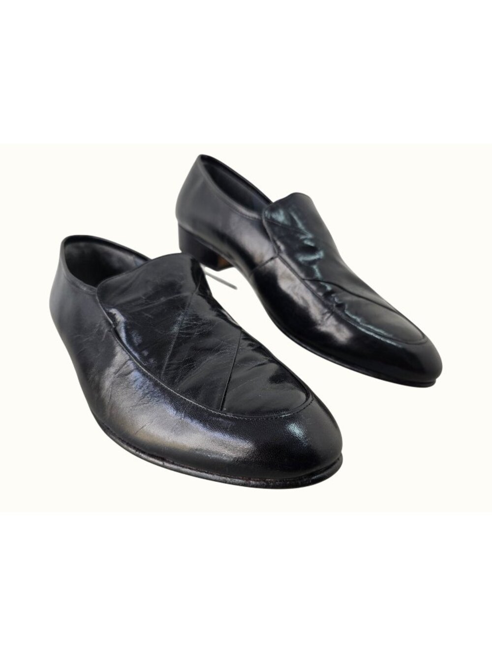 Vintage 90s Stacy Adams Mens 12 M Black Leather Loafers Dress Shoes Made India
